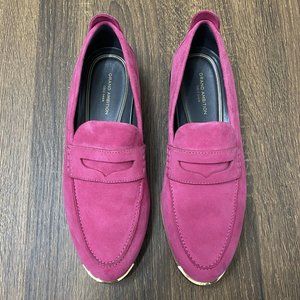Cole Haan Grand Ambition Tolly Penny Loafers Fuchsia Pink Suede